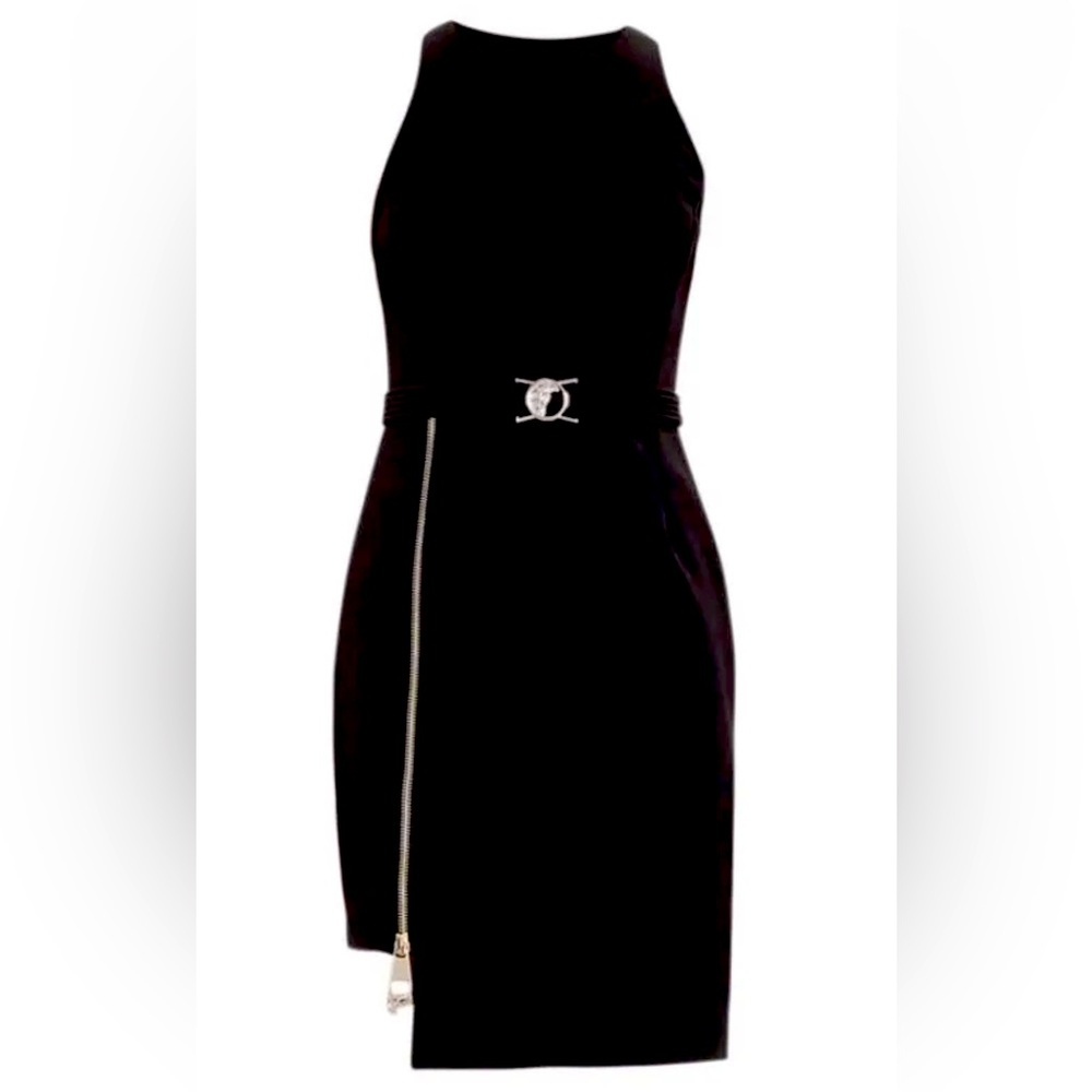 Versace Collection Belted Side Gold Medusa Zipper Dress Authentic NWT Size 40